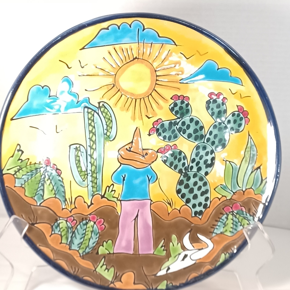 Talavera Mexican Pottery Plate 11.75" Artisan Hand Painted, Signed, Lead-Free